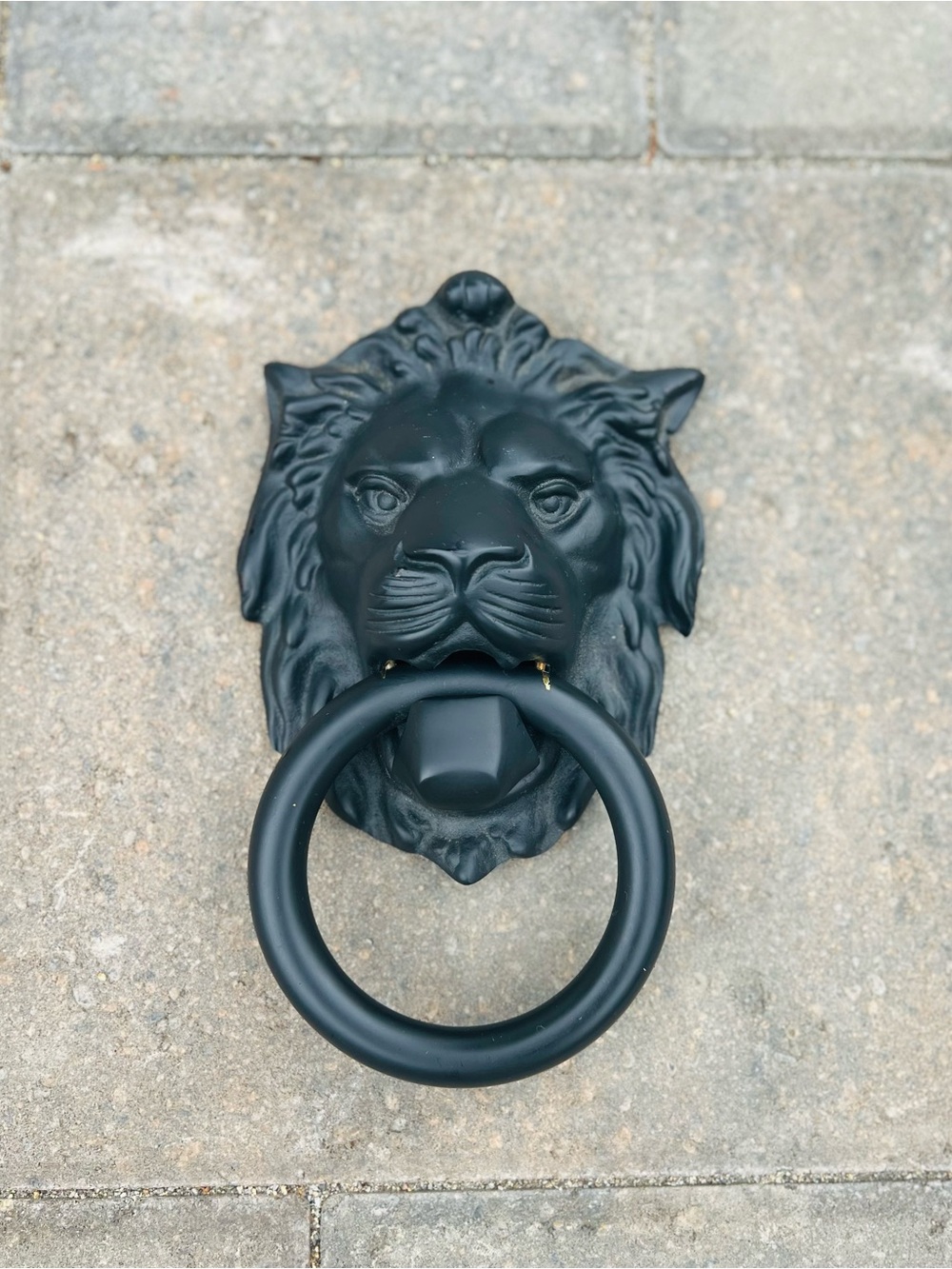 Vintage Cast Iron Lion Head Door Knocker | Black Matte Antique Style Ring Pull